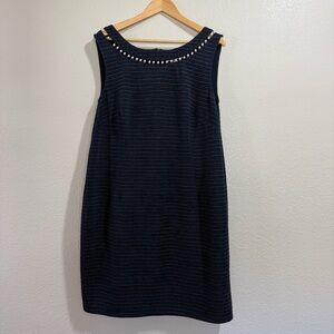 Maya Brooke - Chic Navy Sleeveless Dress with Beaded Neckline - Size 20W